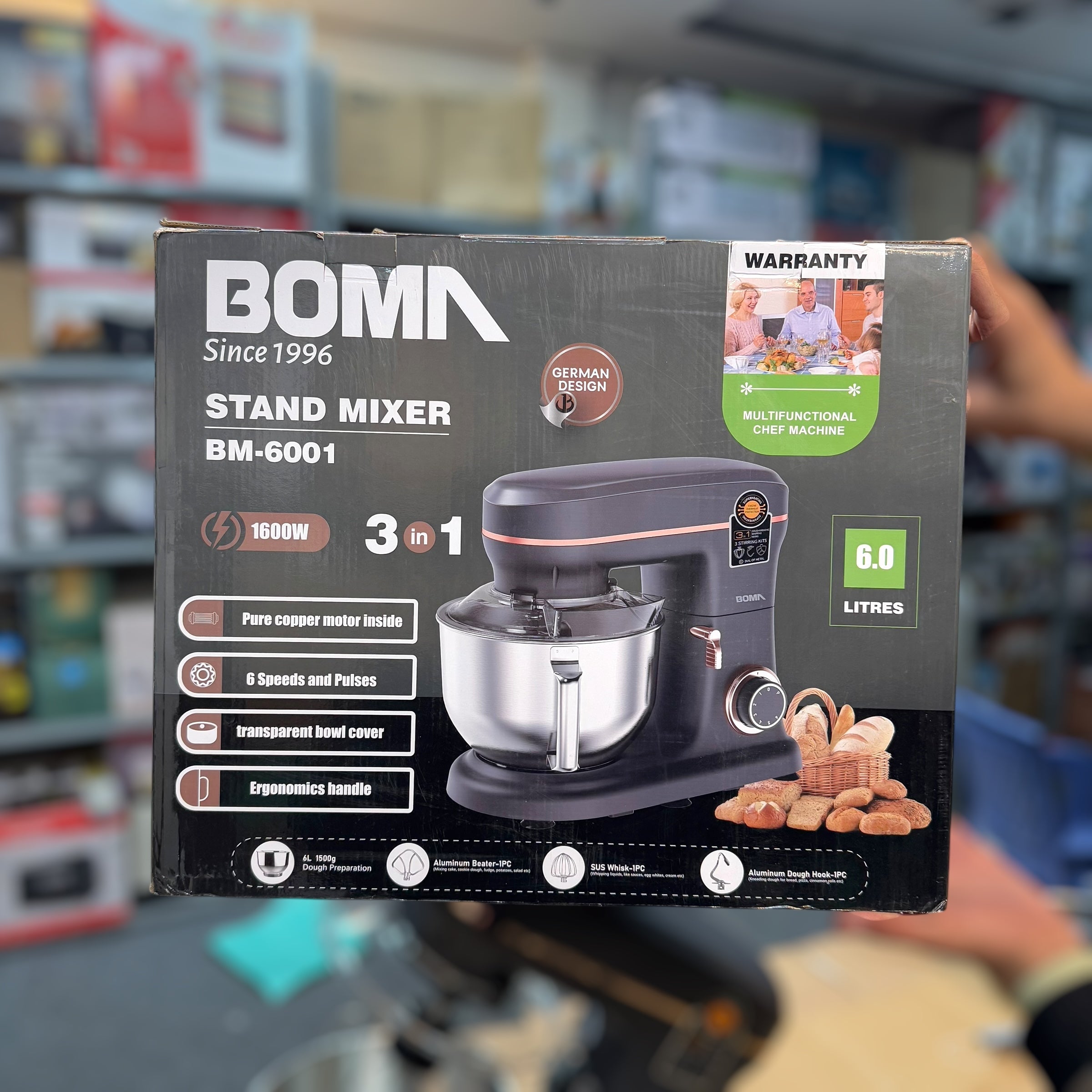 Boma 3-in-1 6L Stand Mixer - German Lot Imported